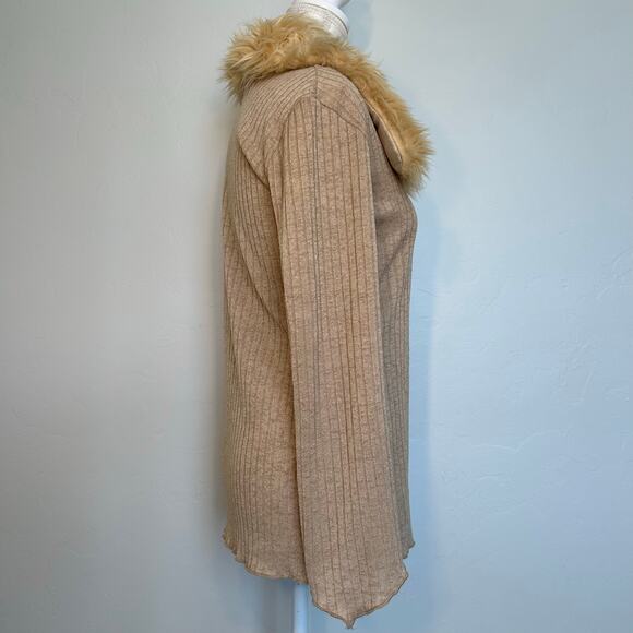 y2k cardigan with fur collar - Picture 4 of 7